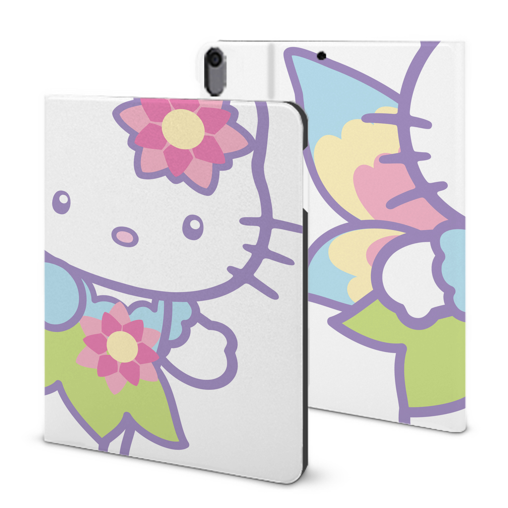 （画像用） Hello Kitty ハローキティ IPad ケース ブック型 PUレザー TPU 耐衝撃 軽量 薄型 ペン収納なし 全面保護 IPad 各モデル対応